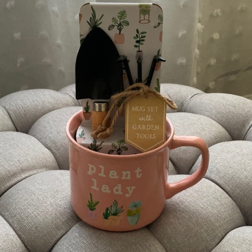Pink Plant Lady Mug with Garden Tools